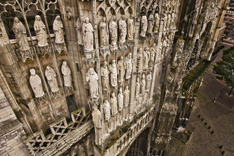 Rouen, facade of the cathedral Notre Dame. Altitude 90 feet.