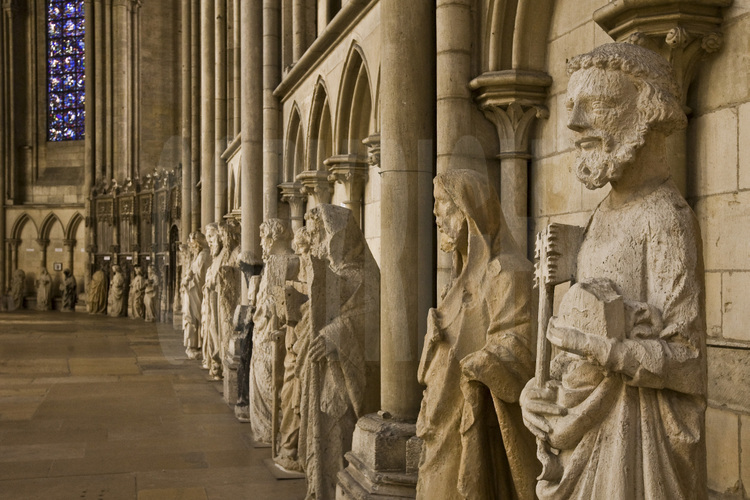 Rouen, inside cathedral Notre Dame : original statues of the facade, taken off and restored after bomb air raid of 1944.