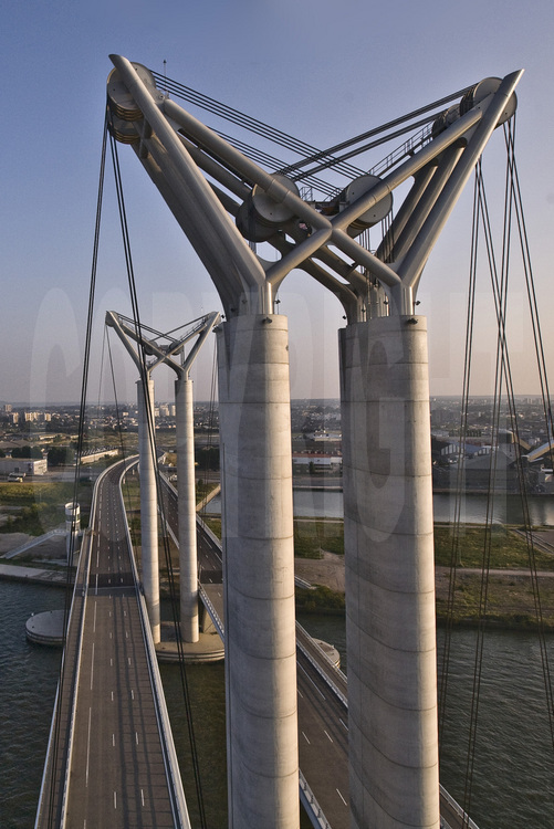 Rouen, Flaubert bridge, opened to public september 25th 2008. The highest movable bridge in the world. Altitude 120 feet.