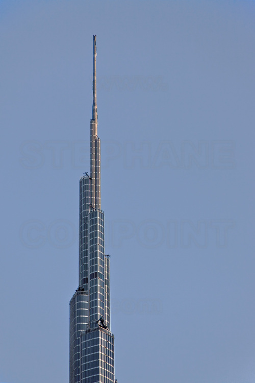 View on the upper floors of Burj Khalifa, tallest tower in the world with 828 meters.