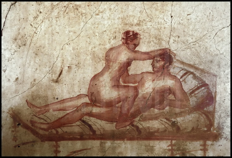 Erotic painting on the wall of the 