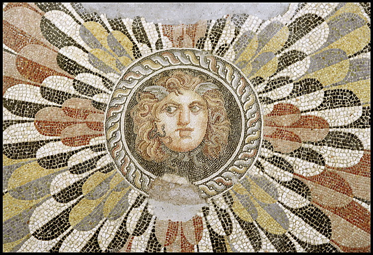 Discovered on the Diana Theatre archeological site, “ Medusa’s Mosaic” is one of the most famous pieces found by Jean-Yves Empereur’s team.  Made with tiles of remarkable quality, it dates back to the second century BC