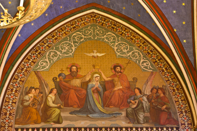 The axial chapel, at the back of the apse, became in 2008 the chapel of the Equestrian Order of the Holy Sepulchre of Jerusalem. Here, the fresco on the north wall of the chapel.
