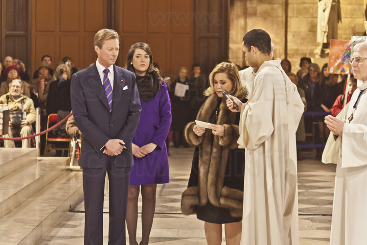 2 février 2013 : baptême des cloches dans la cathédrale Notre Dame. Le grand-duc Henri et la grande-duchesse Marie-Teresa de Luxembourg, parrains de baptème du petit bourdon Marie.