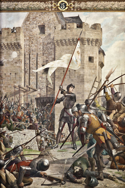 Orleans, where the army led by Joan of Arc defeated the English May 8, 1429. Painting of Joan of Arc in Orleans, made between 1886 and 1890 by Jules Eugène Lenepveu.