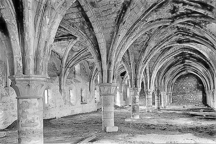 The Chemin des Dames: The cistercian abbey of Vauclair, founded in 1134, before the Great War. Located north of the Chemin des Dames (German side), it was partially demolished during the Revolution of 1789 and totally destroyed during the Great War. (This historic photo archive is not available for sale and only presented here to set the context).