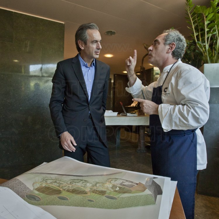 Richard Geoffroy - Ferran Adria. Map of the future El Bulli Fondation. Kitchen of El Bulli.